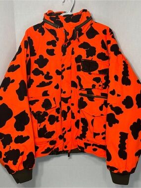 Field & Stream Men’s XL Neon Orange Camouflage Puffer Jacket Outdoor Perormance